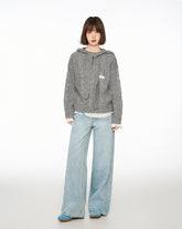Bow - Tie Hooded Knit Sweater - COPPING THREADS - CT Select